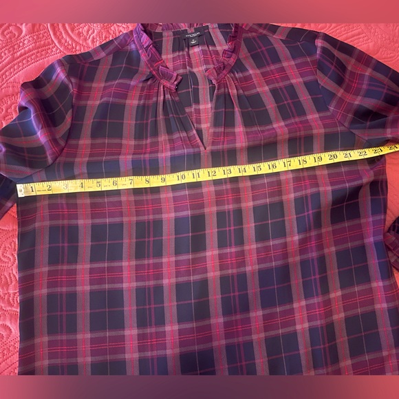Ann Taylor Factory Red and Black Plaid Blouse, Size XL - Picture 5 of 7